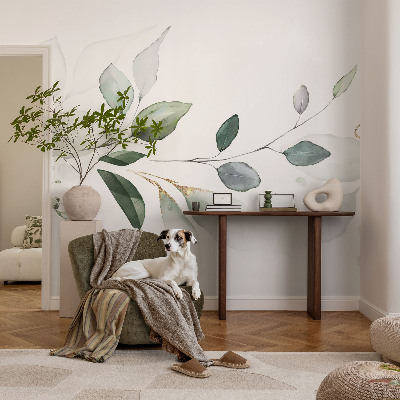 Modern wall mural for living room Green leaves