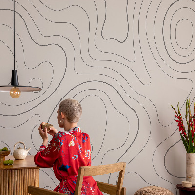 Modern wall mural for bedroom with fluid lines design