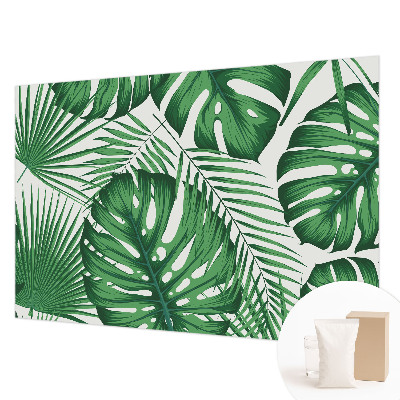 Premium wall mural for bedroom with a tropical leaves motif