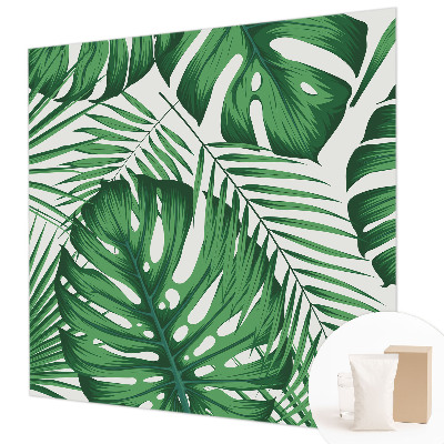 Premium wall mural for bedroom with a tropical leaves motif