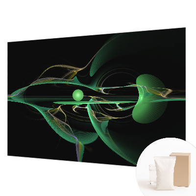 Decorative wall mural for living room with a green waves design