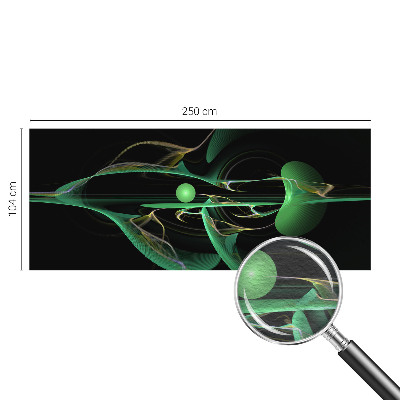 Decorative wall mural for living room with a green waves design
