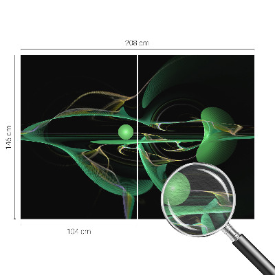 Decorative wall mural for living room with a green waves design