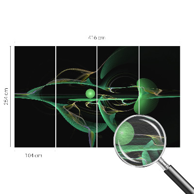 Decorative wall mural for living room with a green waves design