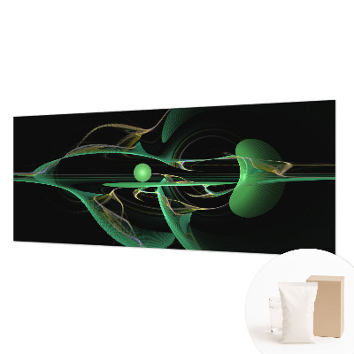 Decorative wall mural for living room with a green waves design