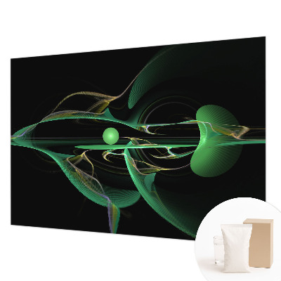 Decorative wall mural for living room with a green waves design