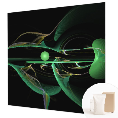Decorative wall mural for living room with a green waves design