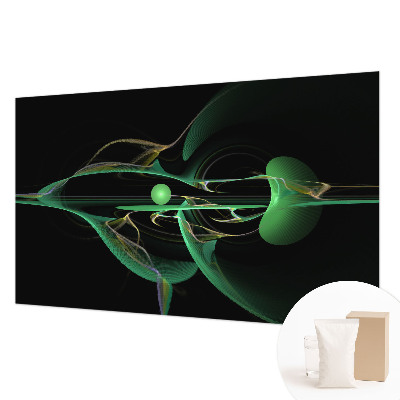 Decorative wall mural for living room with a green waves design