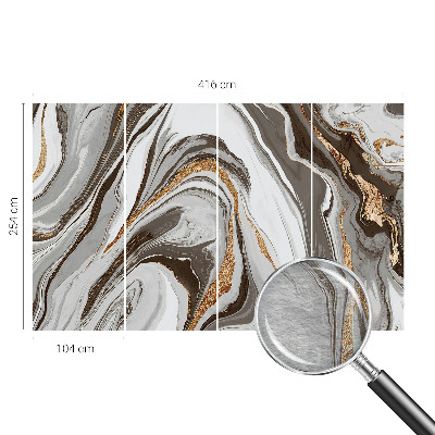 Wallpaper mural for living room with a marble swirls design