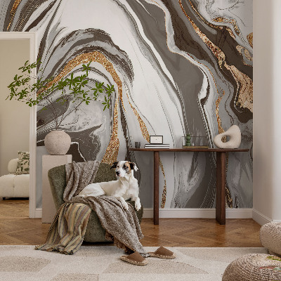 Wallpaper mural for living room with a marble swirls design