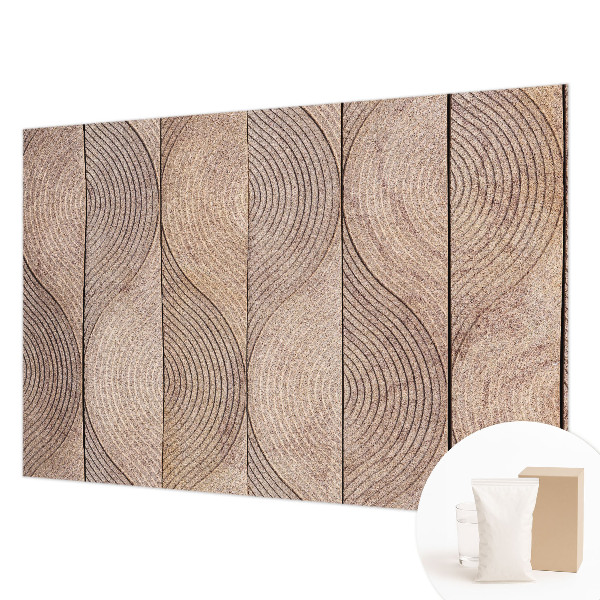 Bedroom wall mural wallpaper with a wood wave pattern