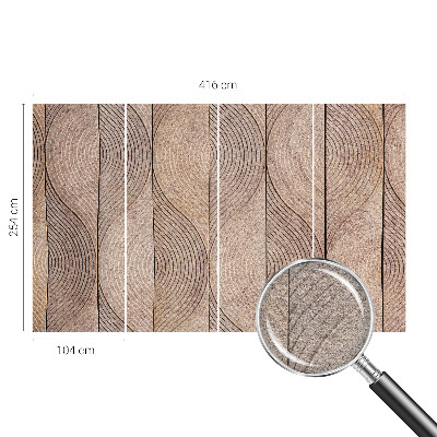Bedroom wall mural wallpaper with a wood wave pattern
