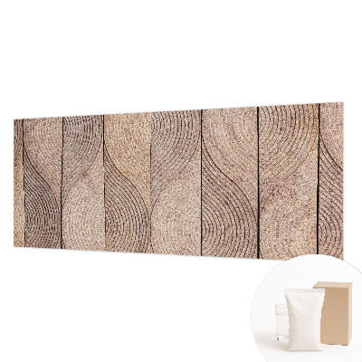 Bedroom wall mural wallpaper with a wood wave pattern