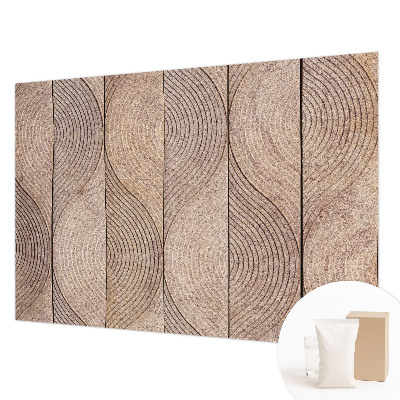 Bedroom wall mural wallpaper with a wood wave pattern