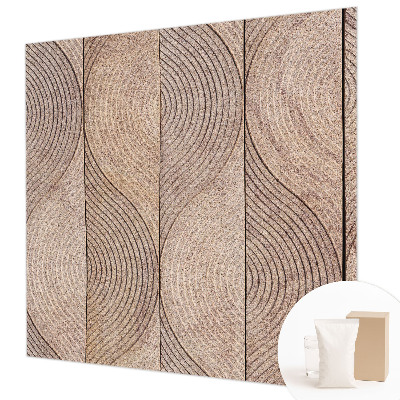 Bedroom wall mural wallpaper with a wood wave pattern