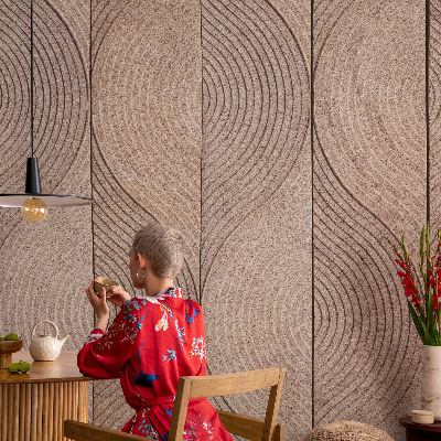 Bedroom wall mural wallpaper with a wood wave pattern