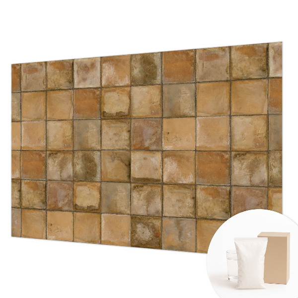Modern wall mural for living room with a rustic mosaic design