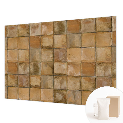 Modern wall mural for living room with a rustic mosaic design