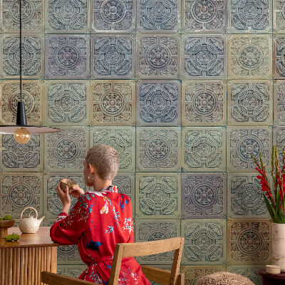 High quality photo wallpaper with a geometric tiles pattern
