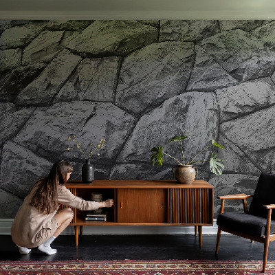 Decorative wall mural for living room with stone textures