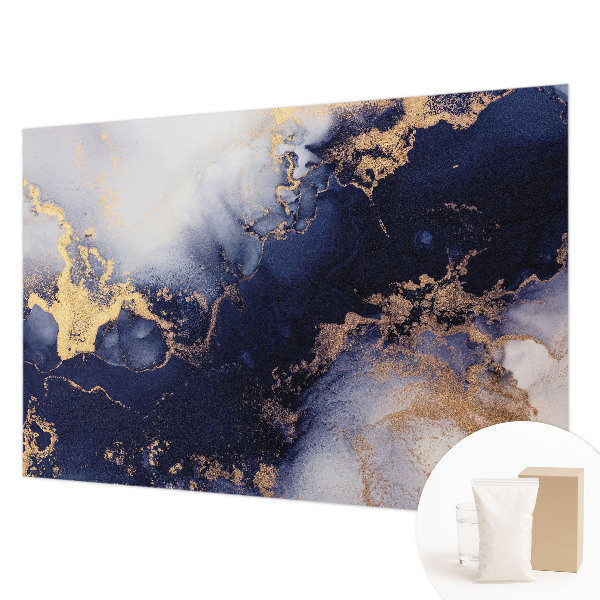 Photo wall mural with navy blue wave pattern