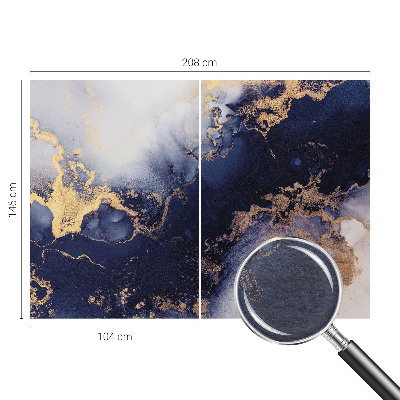 Photo wall mural with navy blue wave pattern
