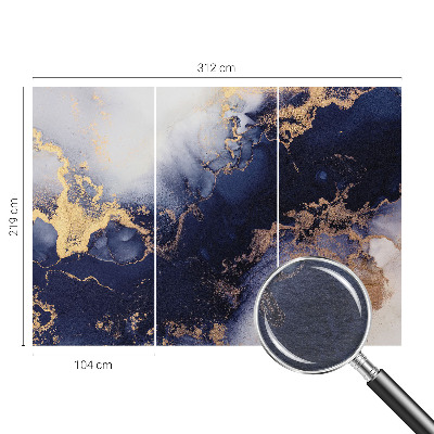 Photo wall mural with navy blue wave pattern