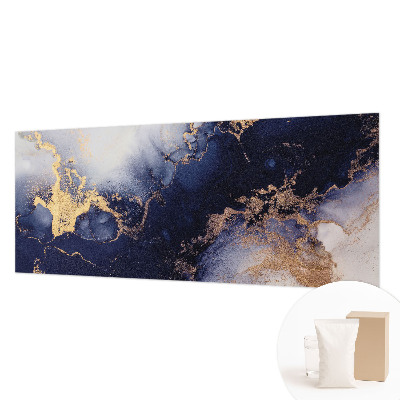 Photo wall mural with navy blue wave pattern