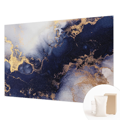 Photo wall mural with navy blue wave pattern