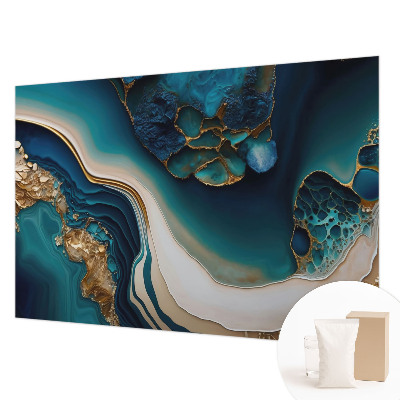 Large wall mural featuring a colorful abstract design