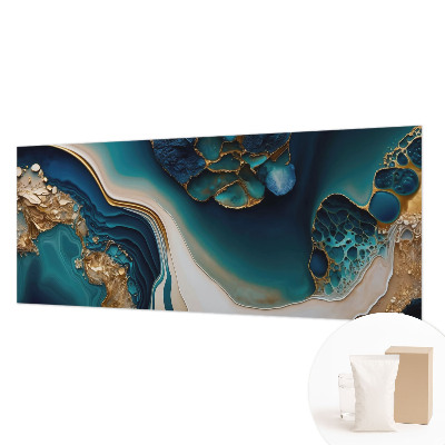 Large wall mural featuring a colorful abstract design