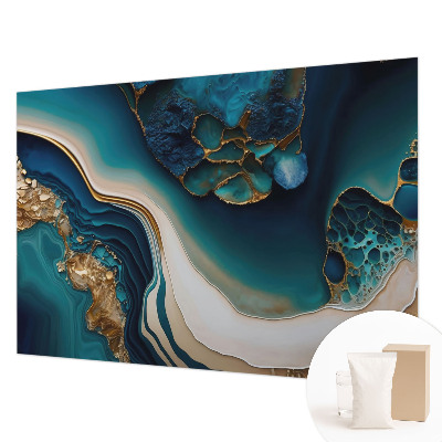 Large wall mural featuring a colorful abstract design