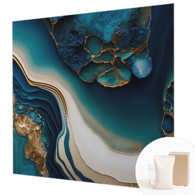 Large wall mural featuring a colorful abstract design