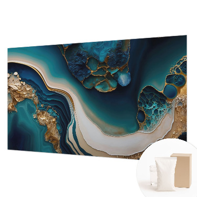 Large wall mural featuring a colorful abstract design
