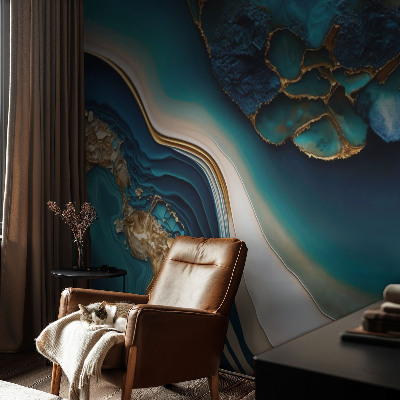 Large wall mural featuring a colorful abstract design