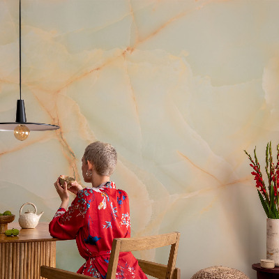 Wall mural for living room with a marble-inspired elegant design