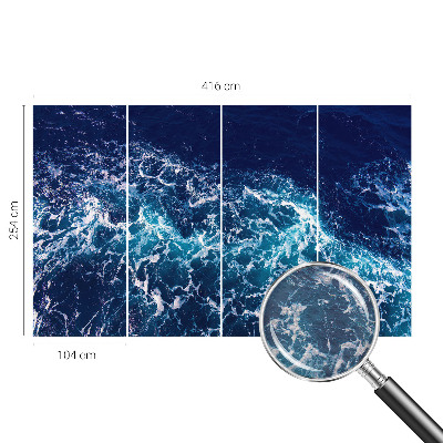 Large wall mural featuring sea waves