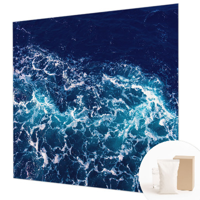 Large wall mural featuring sea waves