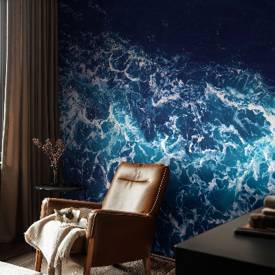 Large wall mural featuring sea waves