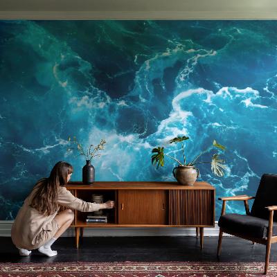 Large wallpaper mural with a sea eddies design