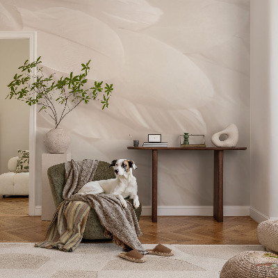 Modern wall mural with an ethereal feather design