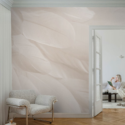 Modern wall mural with an ethereal feather design