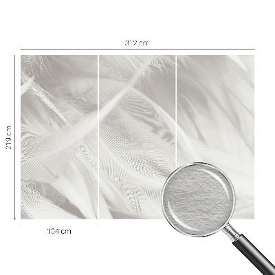 Modern wall mural for bedroom with a subtle feather pattern