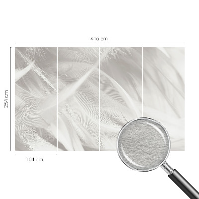 Modern wall mural for bedroom with a subtle feather pattern