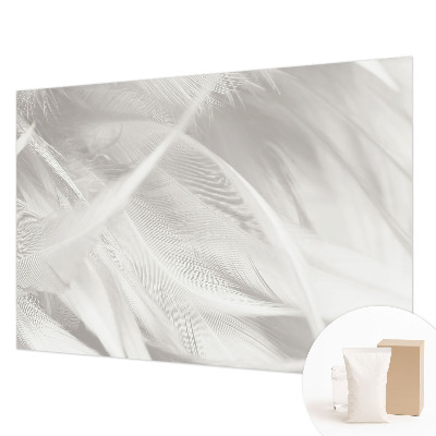 Modern wall mural for bedroom with a subtle feather pattern