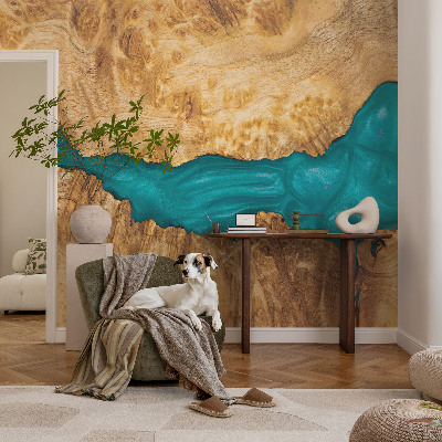 High quality wall mural wallpaper with a wood and resin design
