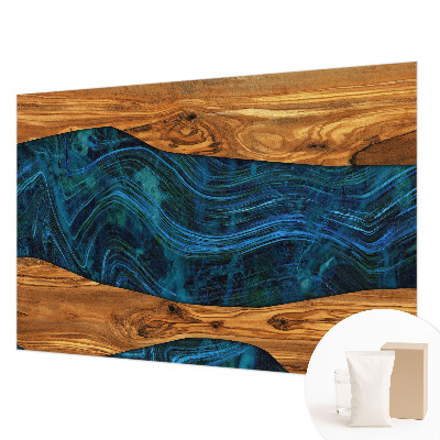 Premium photo wallpaper with a blue wood pattern