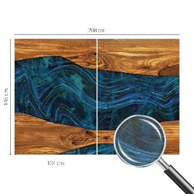 Premium photo wallpaper with a blue wood pattern