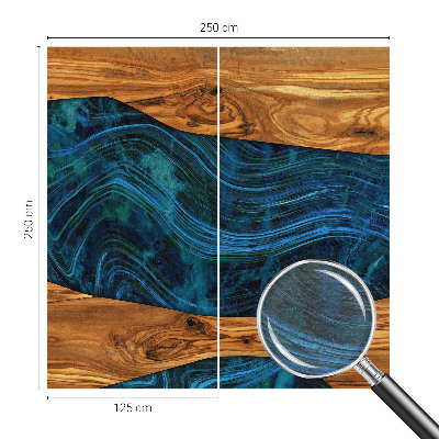 Premium photo wallpaper with a blue wood pattern