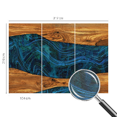 Premium photo wallpaper with a blue wood pattern